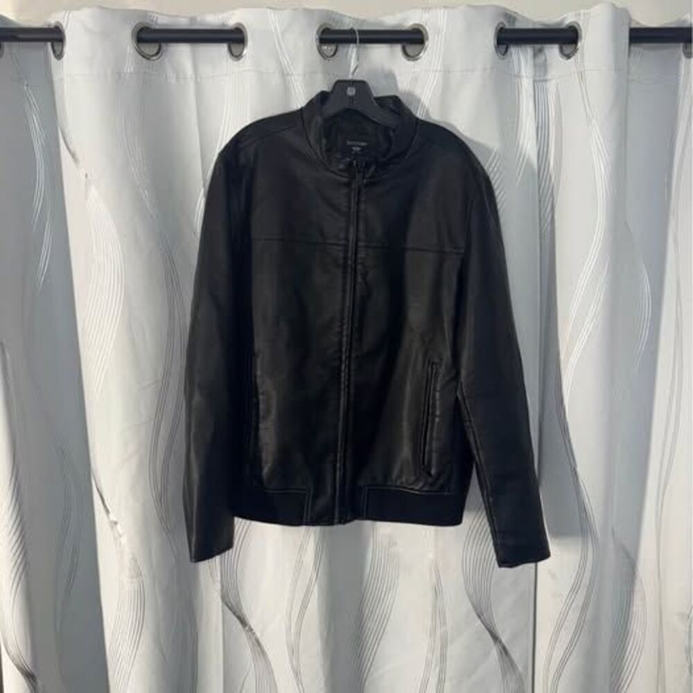 Dockers Black Faux Leather Bomber Jacket